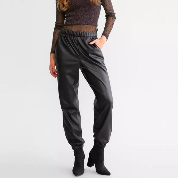 Z Supply Black Lenora Faux Leather Jogger Size XL - Picture 1 of 12